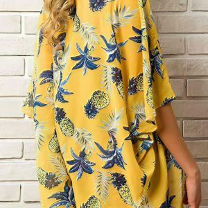 Kimono de Plage Jaune Ananas – Uma